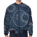 Vintage Sun And Moon Pattern Print Zip Sleeve Bomber Jacket