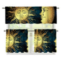 Vintage Sun And Moon Print 3 Piece Kitchen Curtains