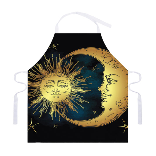 Vintage Sun And Moon Print Adjustable Apron