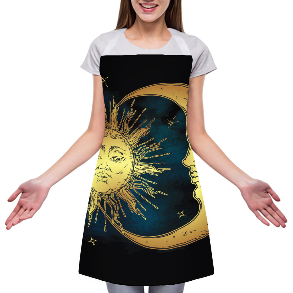 Vintage Sun And Moon Print Adjustable Apron