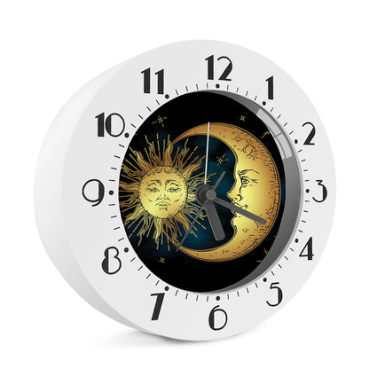 Vintage Sun And Moon Print Alarm Clock