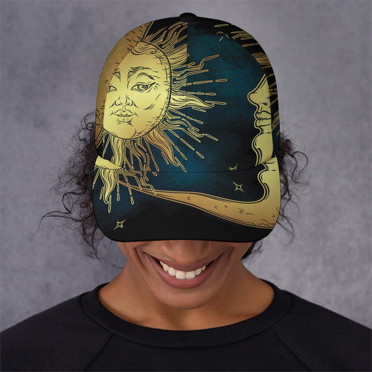 Vintage Sun And Moon Print Baseball Cap