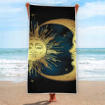 Vintage Sun And Moon Print Beach Towel