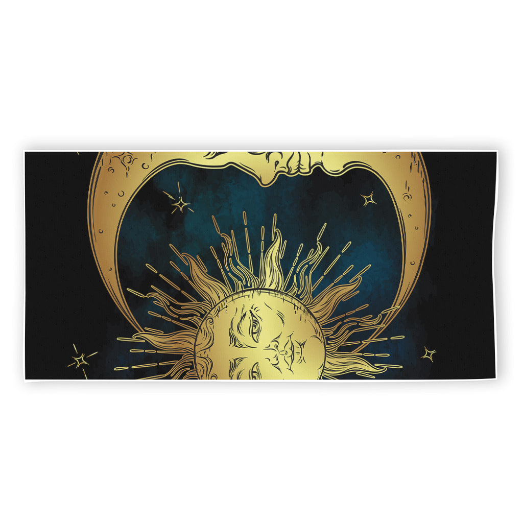 Vintage Sun And Moon Print Beach Towel