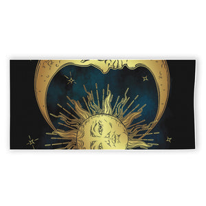 Vintage Sun And Moon Print Beach Towel