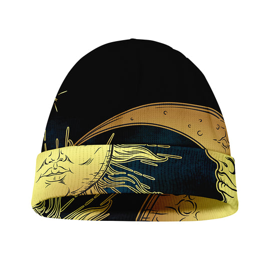 Vintage Sun And Moon Print Beanie