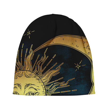 Vintage Sun And Moon Print Beanie