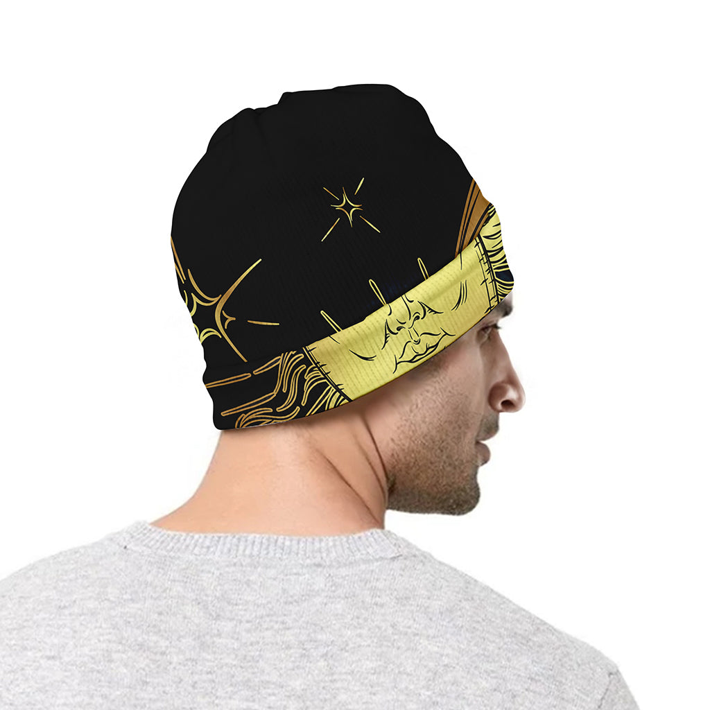 Vintage Sun And Moon Print Beanie
