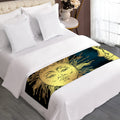 Vintage Sun And Moon Print Bed Runner