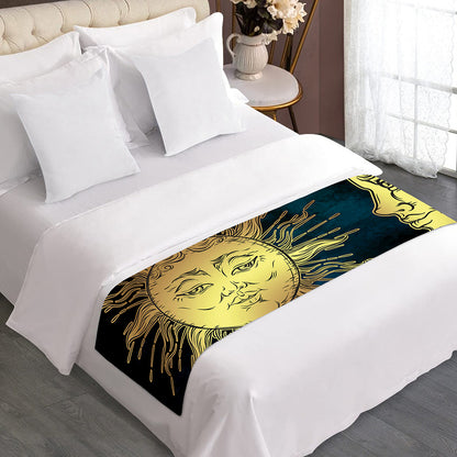 Vintage Sun And Moon Print Bed Runner