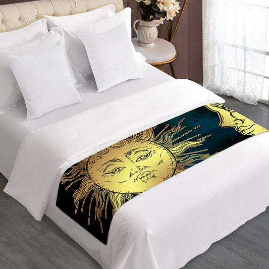 Vintage Sun And Moon Print Bed Runner