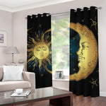 Vintage Sun And Moon Print Blackout Grommet Curtains