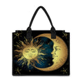 Vintage Sun And Moon Print Canvas Tote Bag
