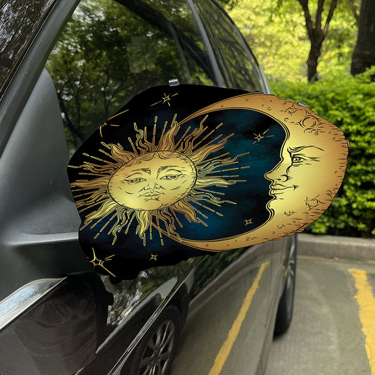 Vintage Sun And Moon Print Car Side Mirror Covers