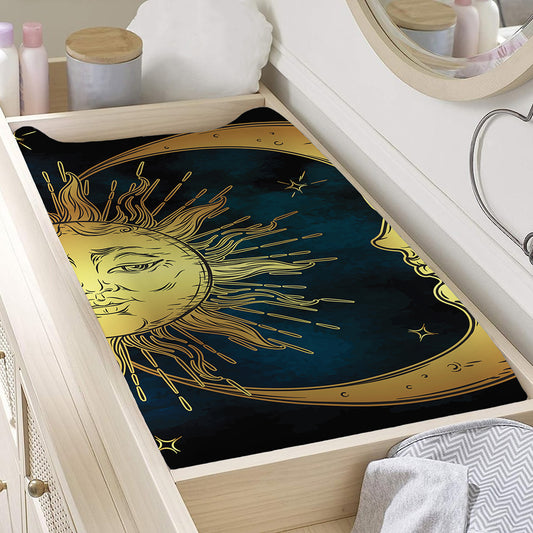 Vintage Sun And Moon Print Changing Pad Cover