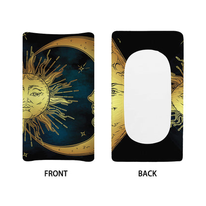 Vintage Sun And Moon Print Changing Pad Cover