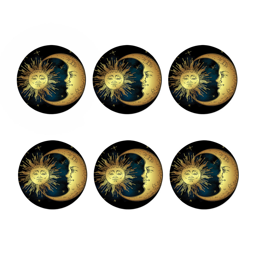 Vintage Sun And Moon Print Coaster Set