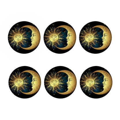Vintage Sun And Moon Print Coaster Set
