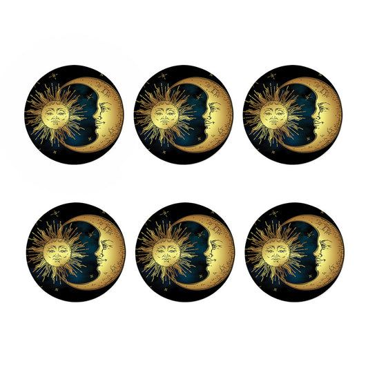 Vintage Sun And Moon Print Coaster Set