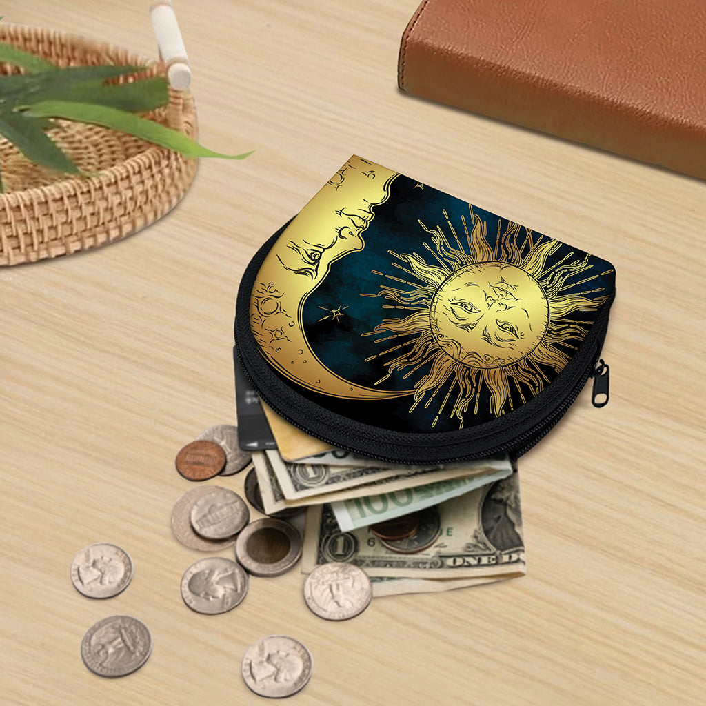 Vintage Sun And Moon Print Coin Purse