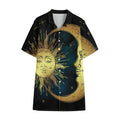 Vintage Sun And Moon Print Cotton Hawaiian Shirt