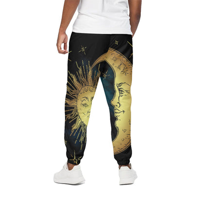Vintage Sun And Moon Print Cotton Pants