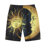 Vintage Sun And Moon Print Cotton Shorts