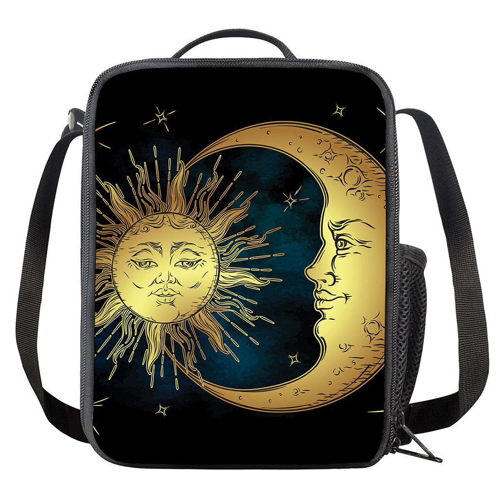 Vintage Sun And Moon Print Crossbody Lunch Bag