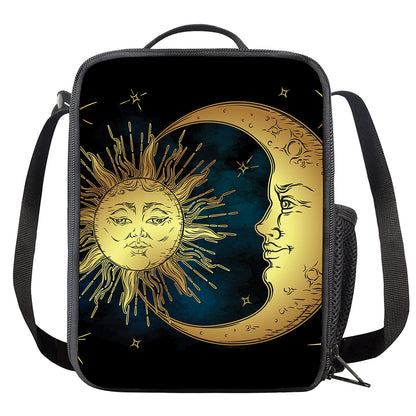 Vintage Sun And Moon Print Crossbody Lunch Bag