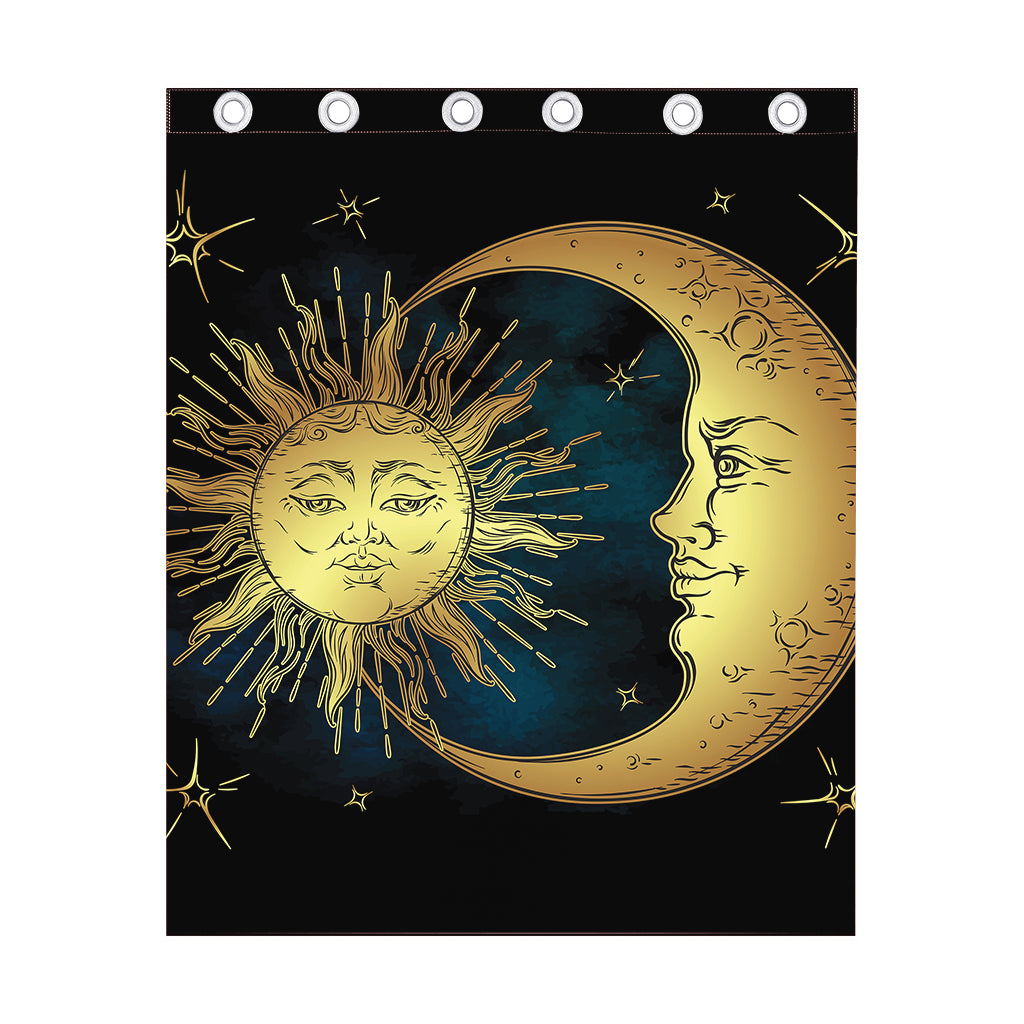 Vintage Sun And Moon Print Curtain