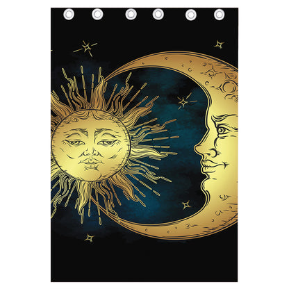 Vintage Sun And Moon Print Curtain