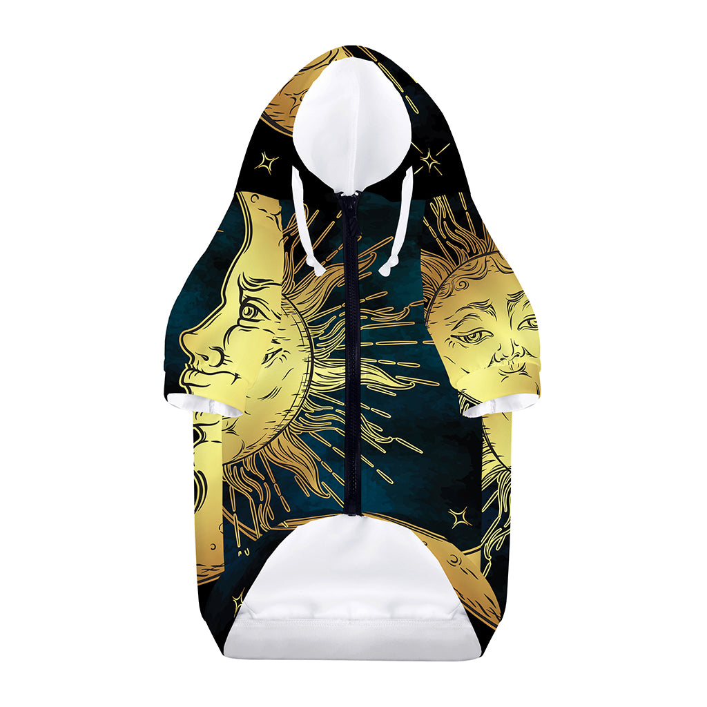 Vintage Sun And Moon Print Dog Zip Up Hoodie