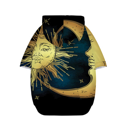 Vintage Sun And Moon Print Dog Zip Up Hoodie