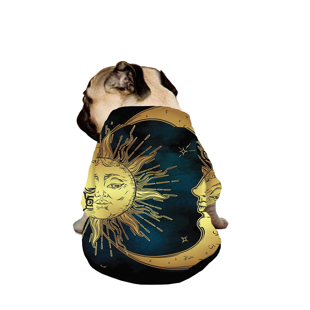 Vintage Sun And Moon Print Dog Zip Up Jacket