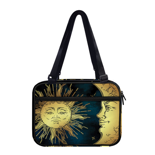 Vintage Sun And Moon Print Double Strap Bible Bag
