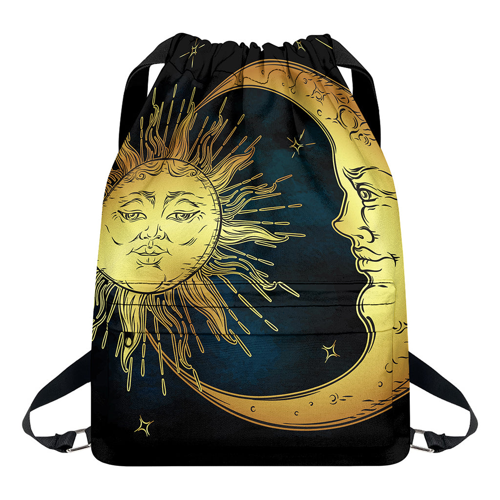 Vintage Sun And Moon Print Drawstring Backpack