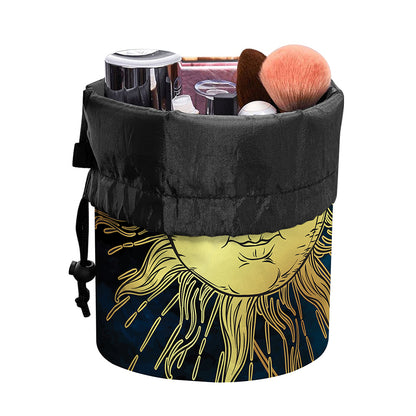 Vintage Sun And Moon Print Drawstring Makeup Bag