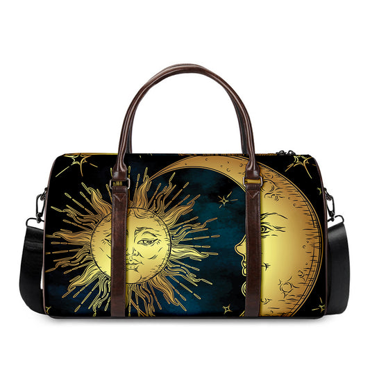 Vintage Sun And Moon Print Duffle Bag