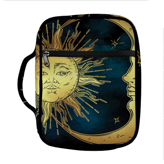 Vintage Sun And Moon Print Front Pocket Bible Bag