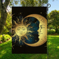 Vintage Sun And Moon Print Garden Flag