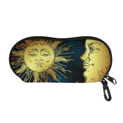 Vintage Sun And Moon Print Glasses Case