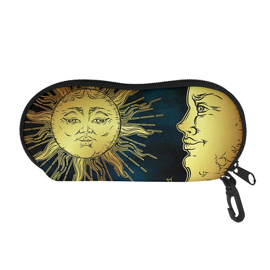 Vintage Sun And Moon Print Glasses Case