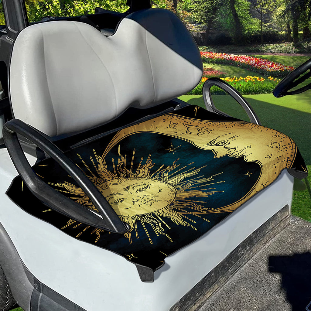Vintage Sun And Moon Print Golf Cart Seat Cover