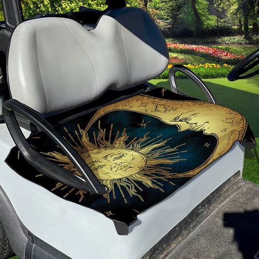 Vintage Sun And Moon Print Golf Cart Seat Cover