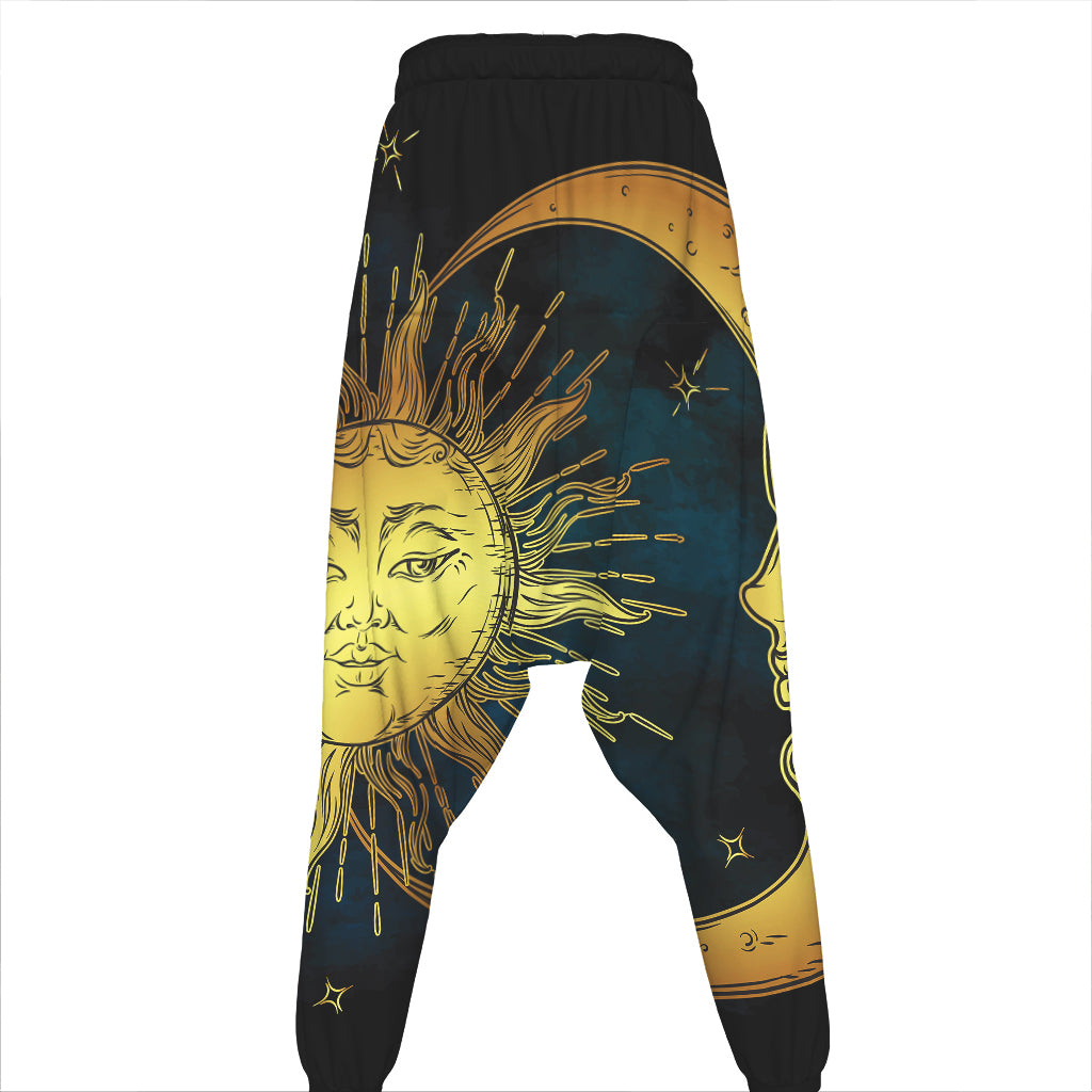 Vintage Sun And Moon Print Hammer Pants