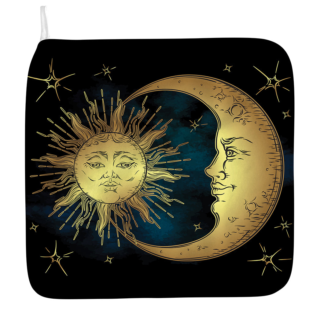 Vintage Sun And Moon Print Hand Towel