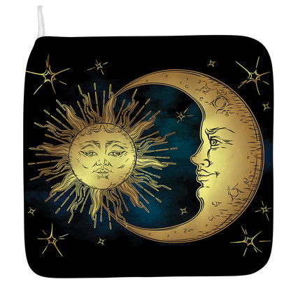 Vintage Sun And Moon Print Hand Towel