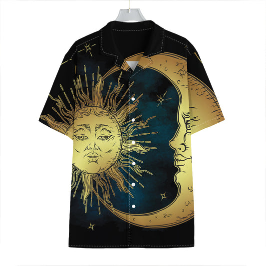 Vintage Sun And Moon Print Hawaiian Shirt