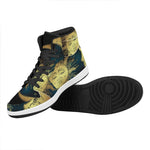 Vintage Sun And Moon Print High Top Leather Sneakers