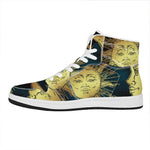 Vintage Sun And Moon Print High Top Leather Sneakers